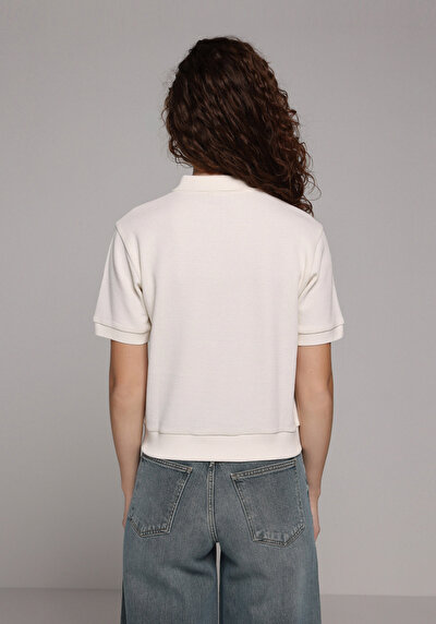 Image de Blanc Regular Fit Droit Gaufré Femme