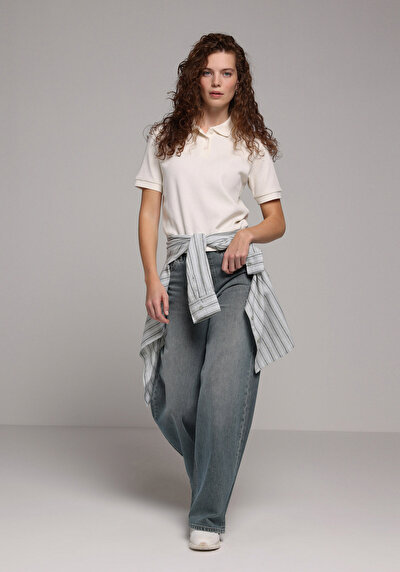 Image de Blanc Regular Fit  Droit Gaufré Femme