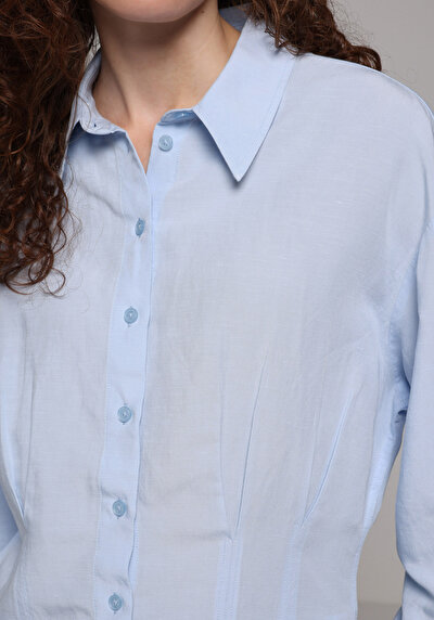 Image de Chemisier À Manches Longues Bleu Fashion Fit Femme