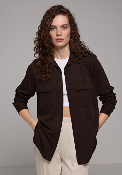 Image de Chemise À Manches Longues Marron Regular Fit Droit Belmando Femme