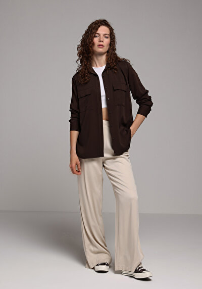 Image de Chemise À Manches Longues Marron Regular Fit Droit Belmando Femme