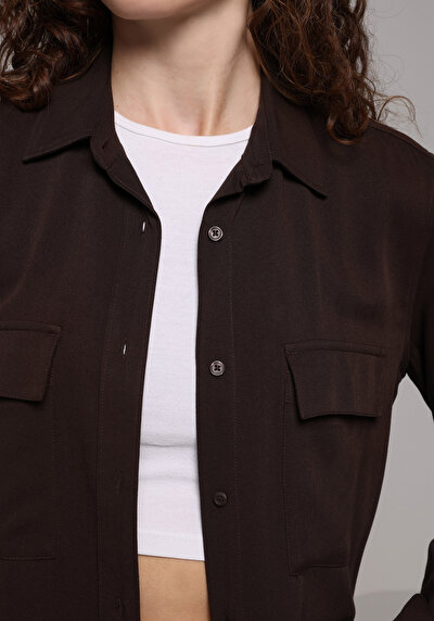 Image de Chemise À Manches Longues Marron Regular Fit Droit Belmando Femme
