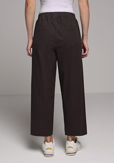 Image de Pantalon Anthracite Wide Leg High Rise En Sergé Regular Fit Femme
