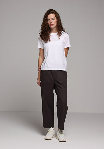 Afficher les détails de Pantalon Anthracite Wide Leg High Rise En Sergé Regular Fit Femme