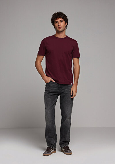Image de T-shirt À Manches Courtes Violet Regular Fit Droit Homme