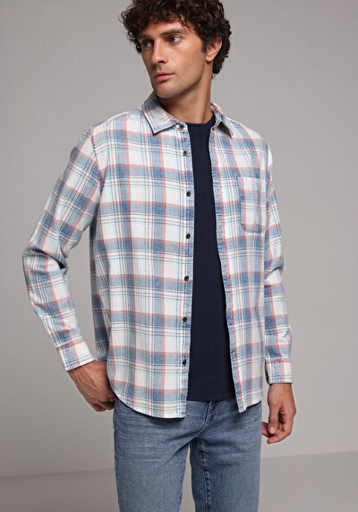 Image de Chemise À Manches Longues Multicolou Regular Fit Plaid Sergé Homme