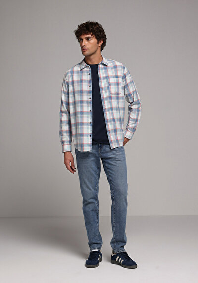 Image de Chemise À Manches Longues Multicolou Regular Fit Plaid Sergé Homme