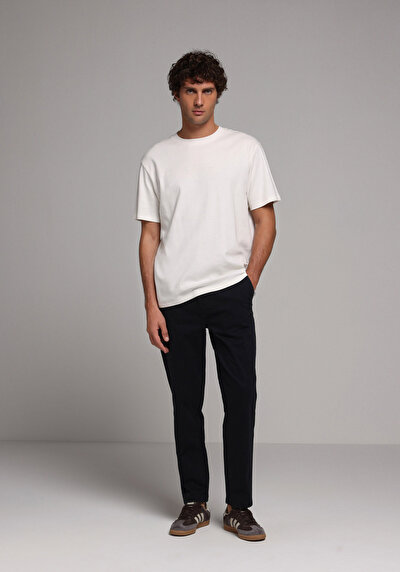 Image de Pantalon Marine Straight Leg Medium Rise En Sergé Regular Fit Homme