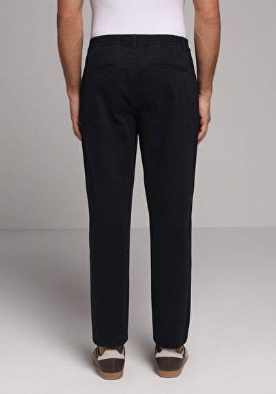 Image de Pantalon Marine Straight Leg Medium Rise En Sergé Regular Fit Homme