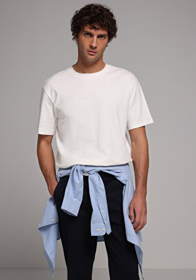 Image de T-shirt À Manches Courtes Blanc Comfort Fit Droit Homme