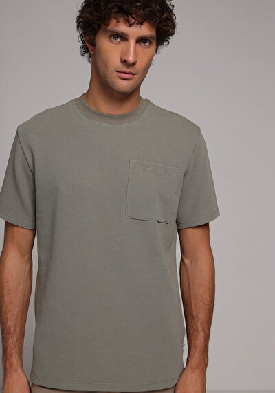 Image de T-shirt À Manches Courtes Vert Comfort Fit Droit Homme