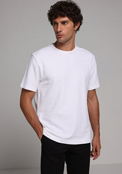Image de T-shirt À Manches Courtes Blanc Comfort Fit Droit Homme