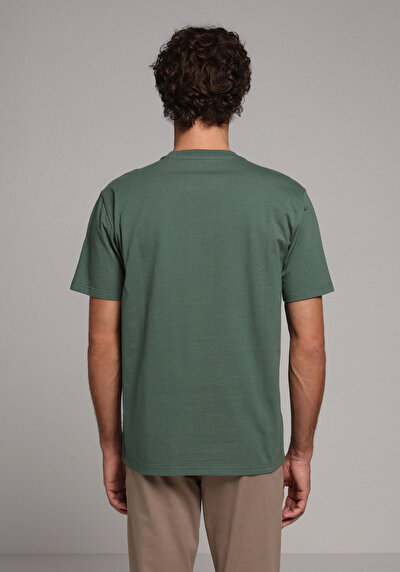 Afficher les détails de T-shirt À Manches Courtes Vert Comfort Fit Droit Homme