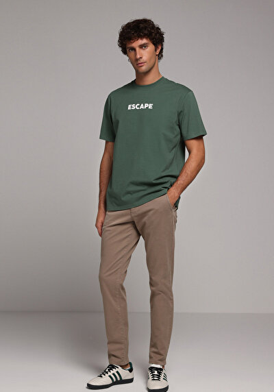 Afficher les détails de T-shirt À Manches Courtes Vert Comfort Fit Droit Homme