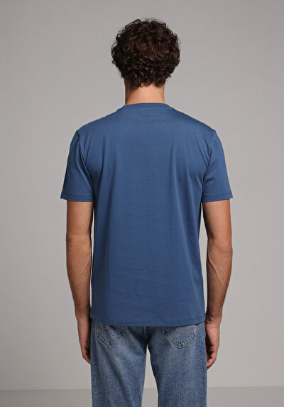 Image de T-shirt À Manches Courtes Bleu Regular Fit Droit Homme
