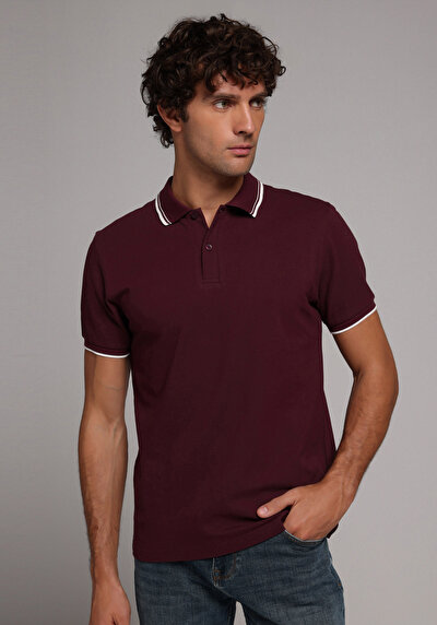 Image de T-shirt Polo À Manches Courtes Violet Droit Regular Fit Homme