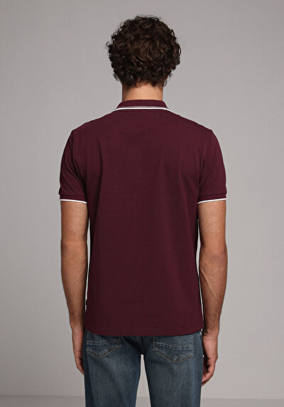 Image de T-shirt Polo À Manches Courtes Violet Droit Regular Fit Homme