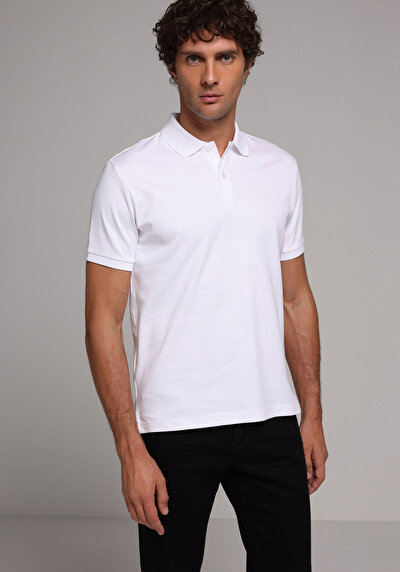 Image de T-shirt Polo À Manches Courtes Blanc Droit Regular Fit Homme