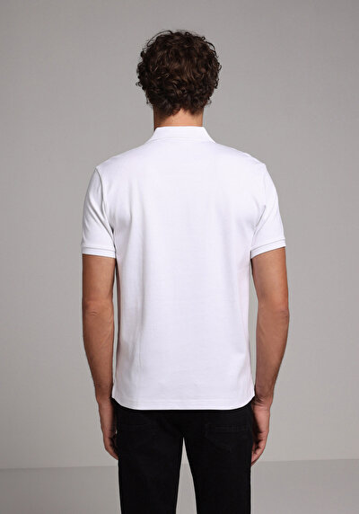 Image de T-shirt Polo À Manches Courtes Blanc Droit Regular Fit Homme