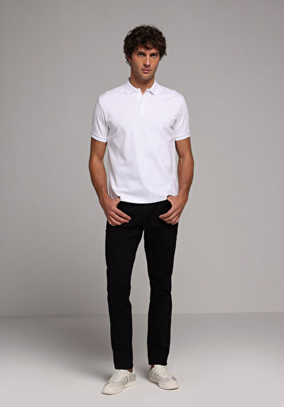 Image de T-shirt Polo À Manches Courtes Blanc Droit Regular Fit Homme