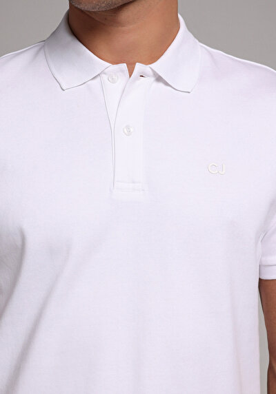 Image de T-shirt Polo À Manches Courtes Blanc Droit Regular Fit Homme