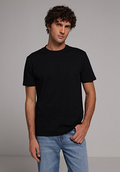 Image de T-shirt À Manches Courtes Noir Regular Fit Droit Homme