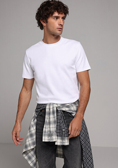 Image de T-shirt À Manches Courtes Blanc Regular Fit Droit Homme
