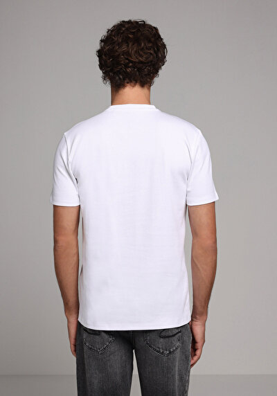 Image de T-shirt À Manches Courtes Blanc Regular Fit Droit Homme