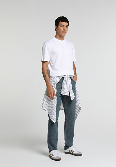 Image de T-shirt À Manches Courtes Blanc Regular Fit Droit Homme