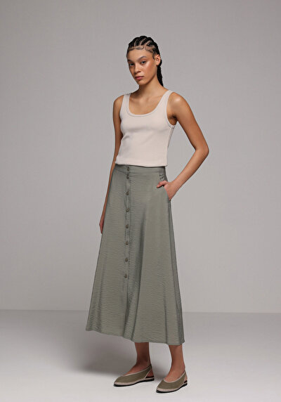 Image de Jupe Vert Droit Uni Maxi Femme