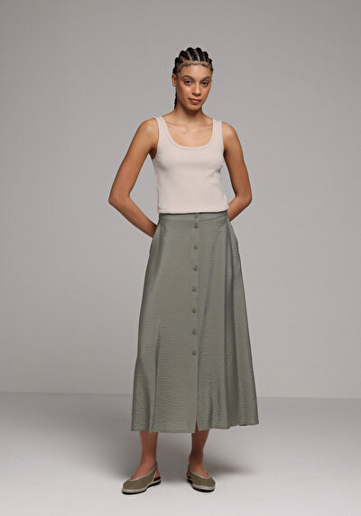Image de Jupe Vert Droit Uni Maxi Femme