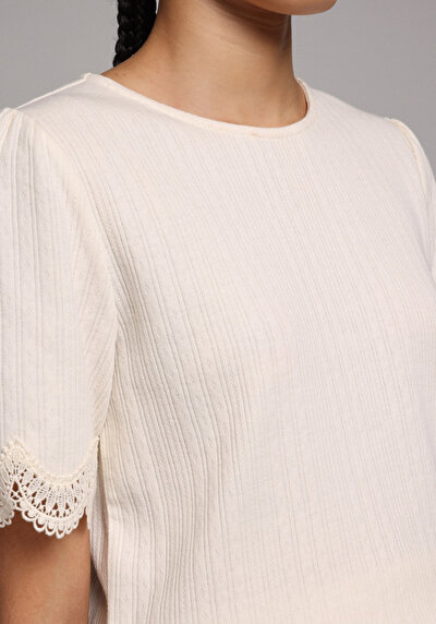 Image de Blouse À Manches Courtes Ecru Regular Fit Manches Courtes Femme