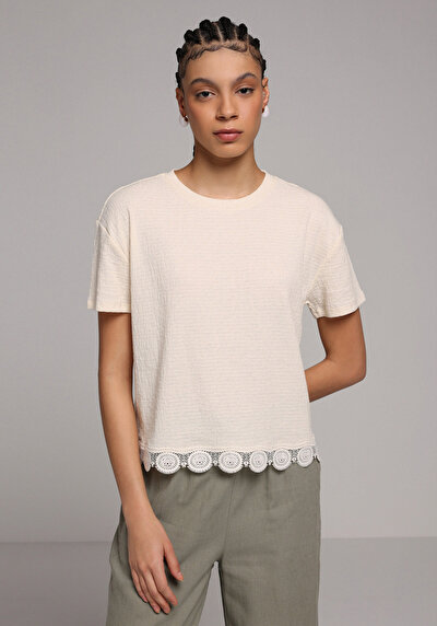 Image de Blouse À Manches Courtes Ecru Regular Fit Manches Courtes Femme