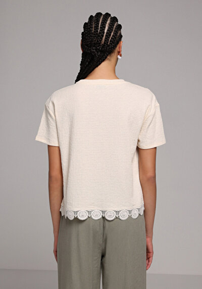 Image de Blouse À Manches Courtes Ecru Regular Fit Manches Courtes Femme