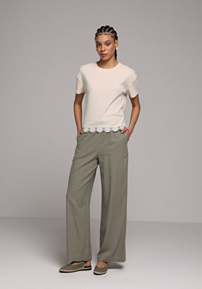 Image de Blouse À Manches Courtes Ecru Regular Fit Manches Courtes Femme