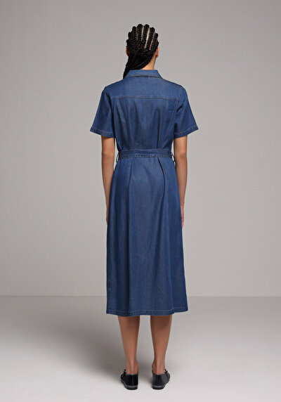 Image de Robe Regular Fit Manches Courtes Mdi Jean Femme