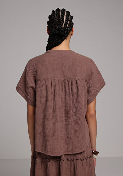 Image de Chemise À Manches Courtes Marron Droit Fashion Fit Femme