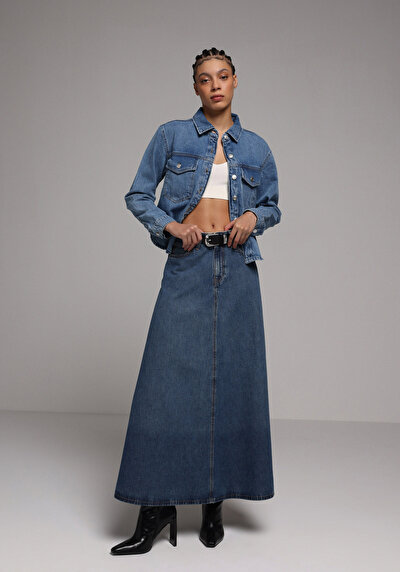 Image de Jupe Regular Fit Droit Jean Maxi Femme