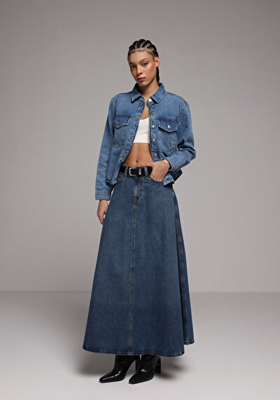 Image de Jupe Regular Fit Droit Jean Maxi Femme