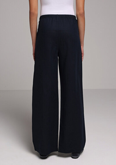 Image de Pantalon Marine Wide Leg High Rise En Uni Regular Fit Femme