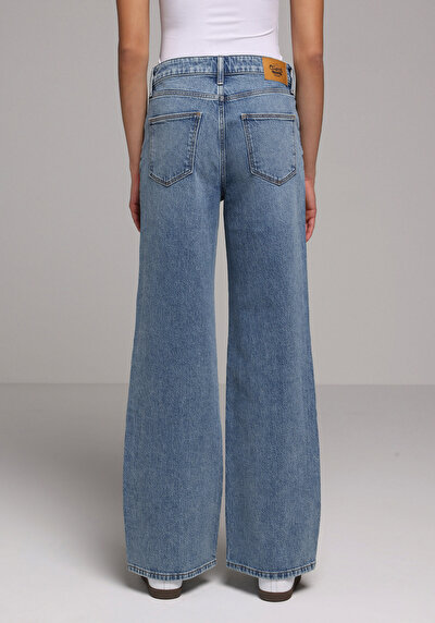 Image de 970 Berry Pantalon Wide Leg High Rise En Jean Regular Fit Femme