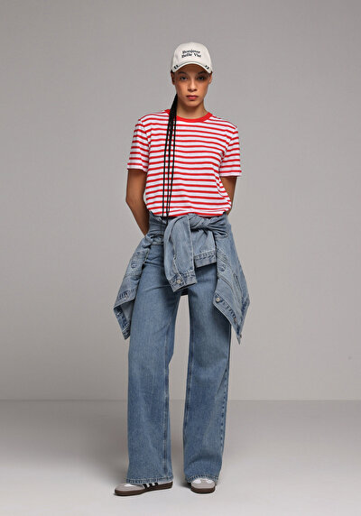 Image de 970 Berry Pantalon Wide Leg High Rise En Jean Regular Fit Femme