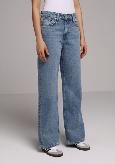 Image de 970 Berry Pantalon Wide Leg High Rise En Jean Regular Fit Femme