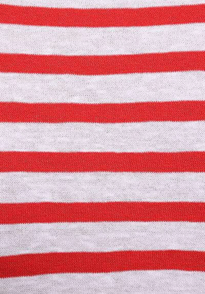 Afficher les détails de T-shirt À Manches Courtes Rouge Regular Fit Rayé Femme