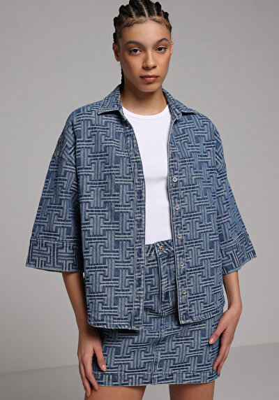 Image de Chemise À Manches Longues Oversize Fit Droit Jean Femme