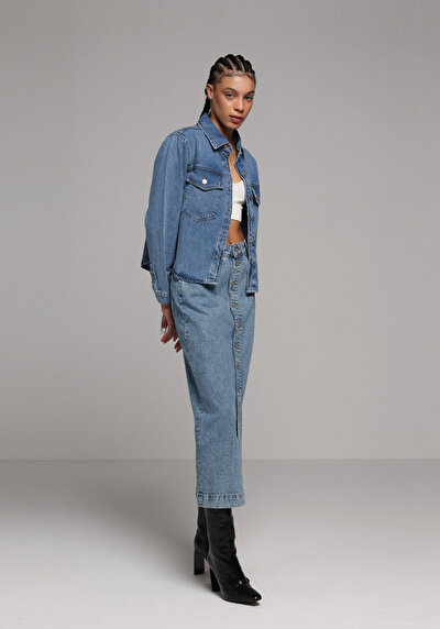 Image de Jupe Slim Fit Droit Jean Mdi Femme