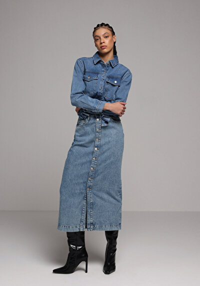 Image de Jupe Slim Fit Droit Jean Mdi Femme