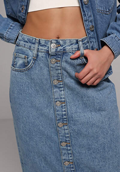 Image de Jupe  Slim Fit Droit Jean Mdi Femme
