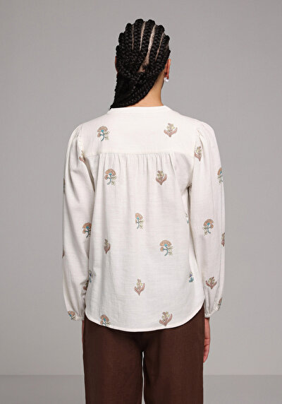 Image de Chemisier À Manches Longues Ecru Fashion Fit Femme