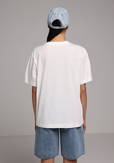 Image de T-shirt À Manches Courtes Blanc Regular Fit Imprimé Femme